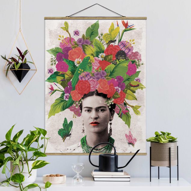 decoraçoes cozinha Frida Kahlo - Flower Portrait
