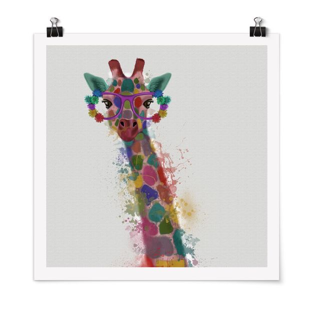Posters animais Rainbow Splash Giraffe