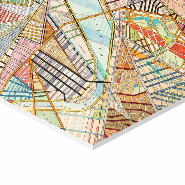 quadros para parede Modern Maps Boston - Montreal - St. Louis