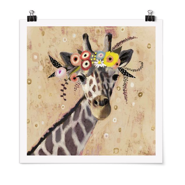 Posters animais Klimt Giraffe