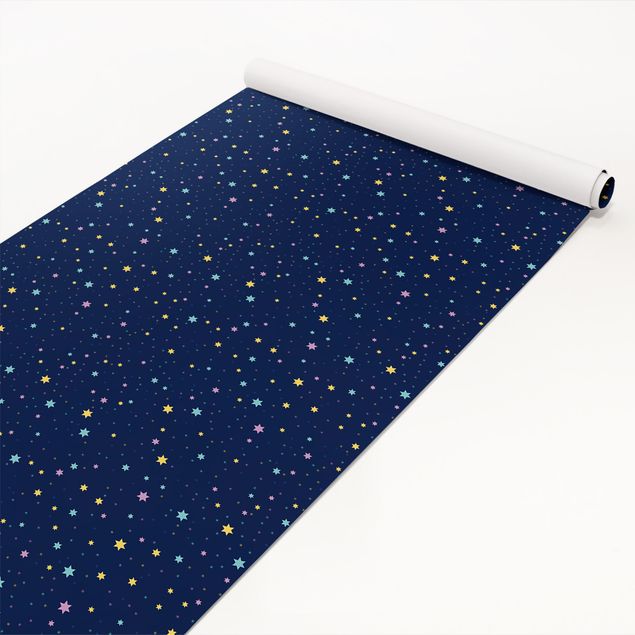 Papel autocolante para móveis padrões Nightsky Children Pattern With Colourful Stars