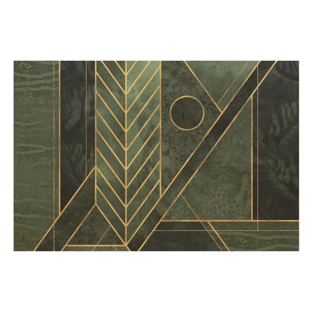 decoração quadros Geometric Shapes Emerald Gold