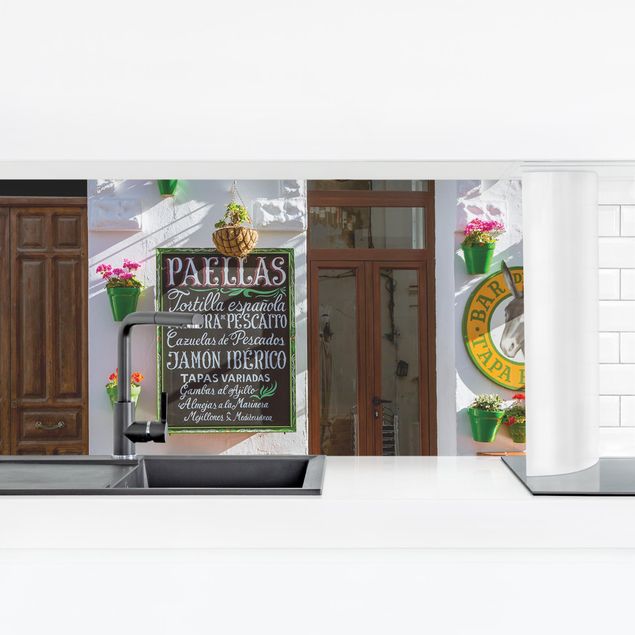 painel anti salpicos cozinha Bar de Tapas With Flowerpots