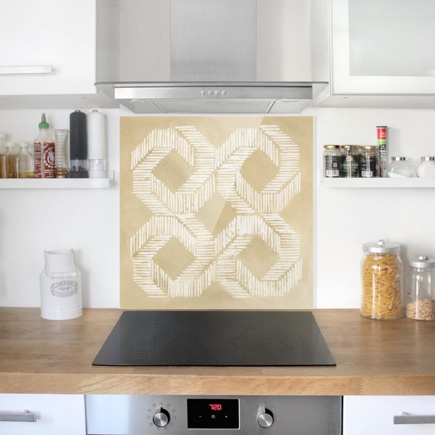 Painel anti-salpicos de cozinha padrões Sand Coloured Modern Geometry II