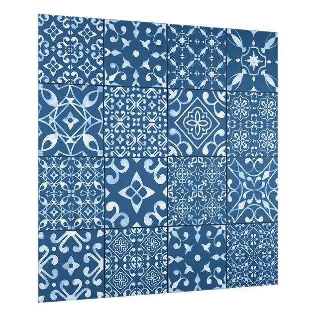 painéis antisalpicos Pattern Tiles Navy White