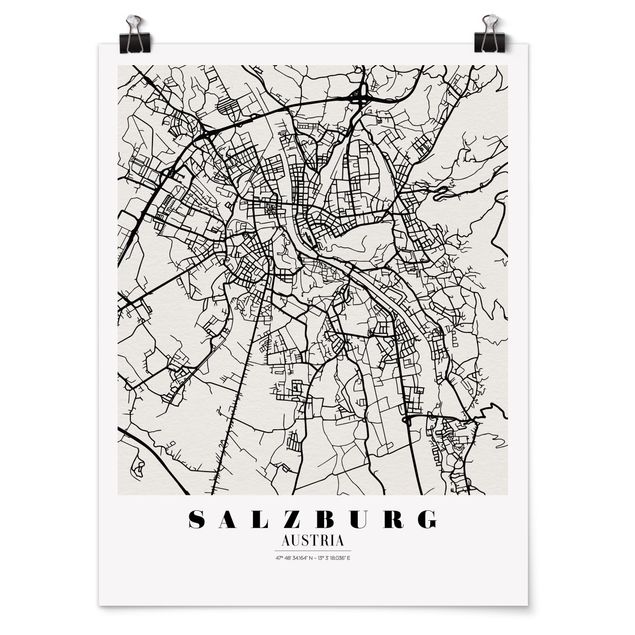 Posters frases Salzburg City Map - Classic