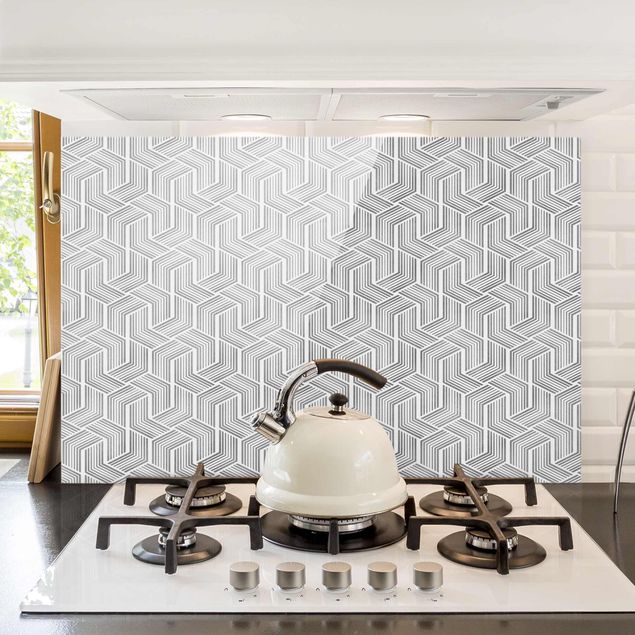 decoraçao cozinha 3D Pattern With Stripes In Silver
