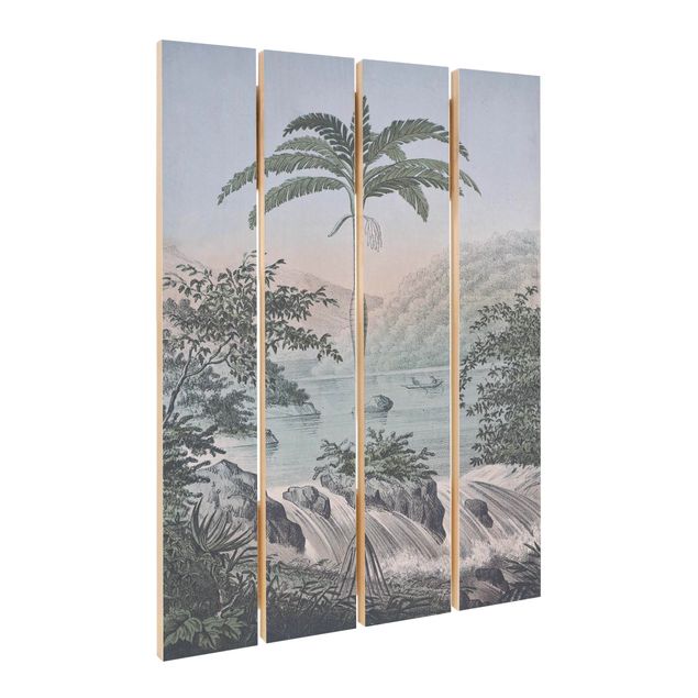 decoração quadros Vintage Illustration - Landscape With Palm Tree