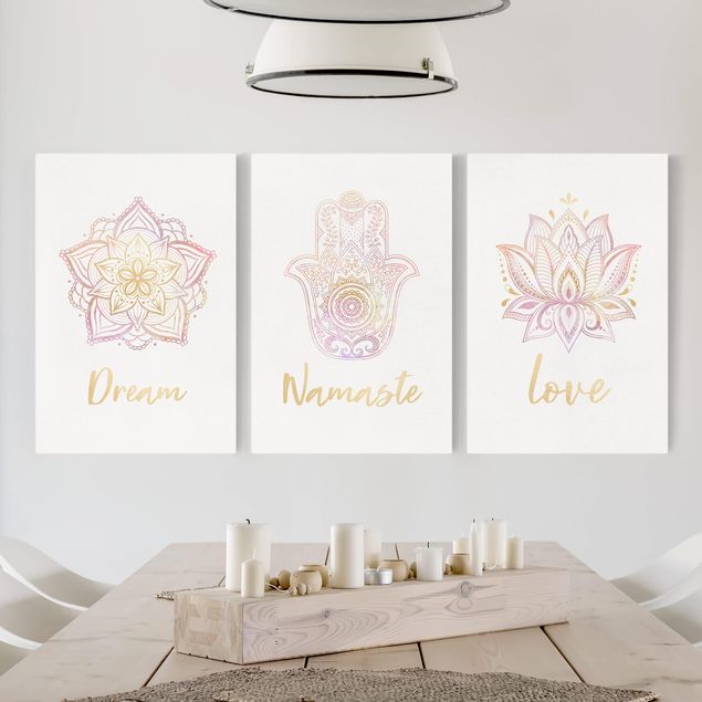 decoraçoes cozinha Mandala Namaste Lotus Set Gold Light Pink