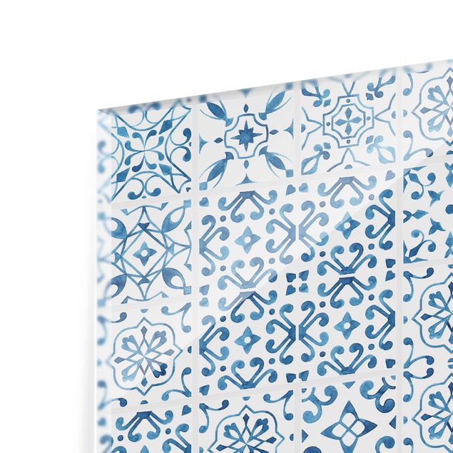 Painel anti-salpicos de cozinha Tile pattern Blue White