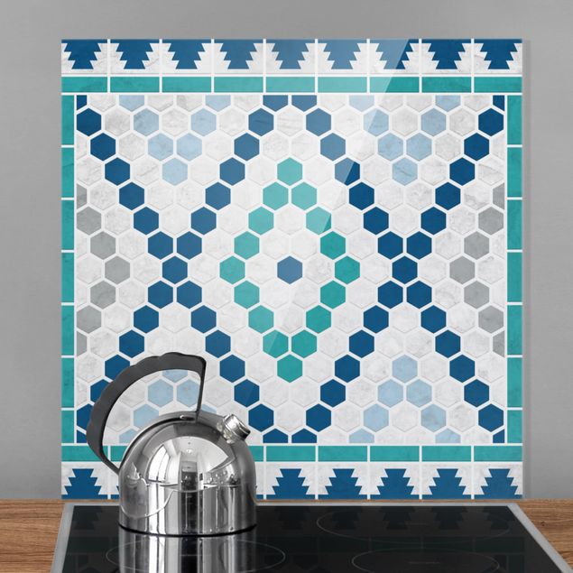 decoraçao cozinha Moroccan tile pattern turquoise blue