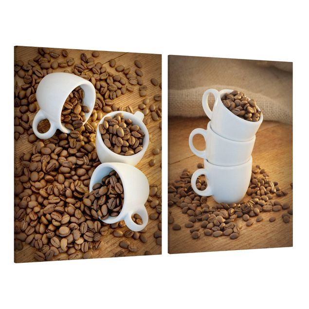Telas decorativas café 3 espresso cups with coffee beans