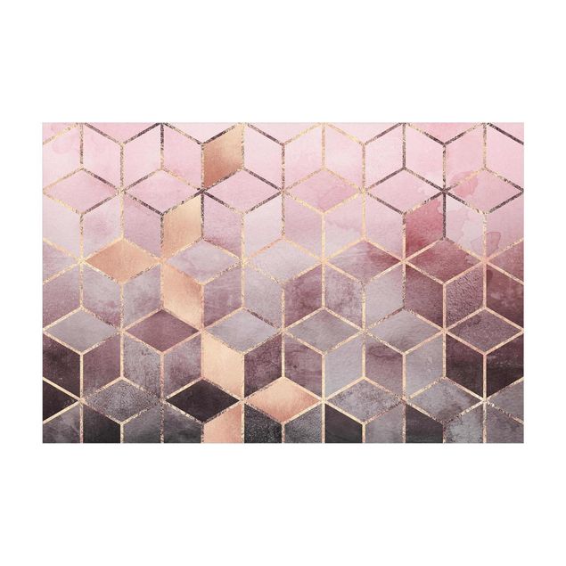 Tapetes abstratos Pink Gray Golden Geometry