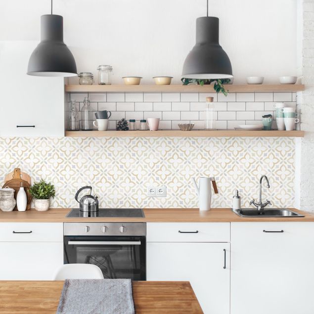 Backsplash de cozinha imitação azulejos Geometrical Tiles - Ancona