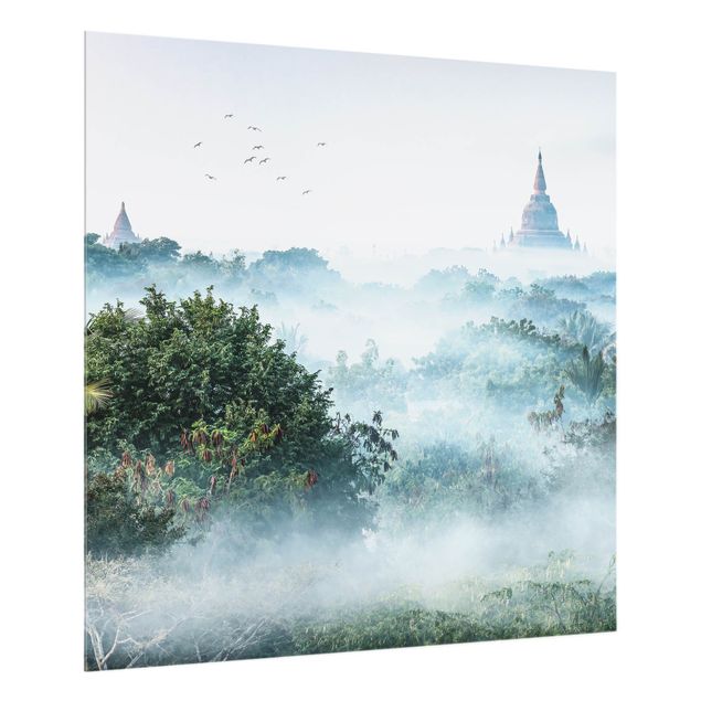 Painel anti-salpicos de cozinha Morning Fog Over The Jungle Of Bagan