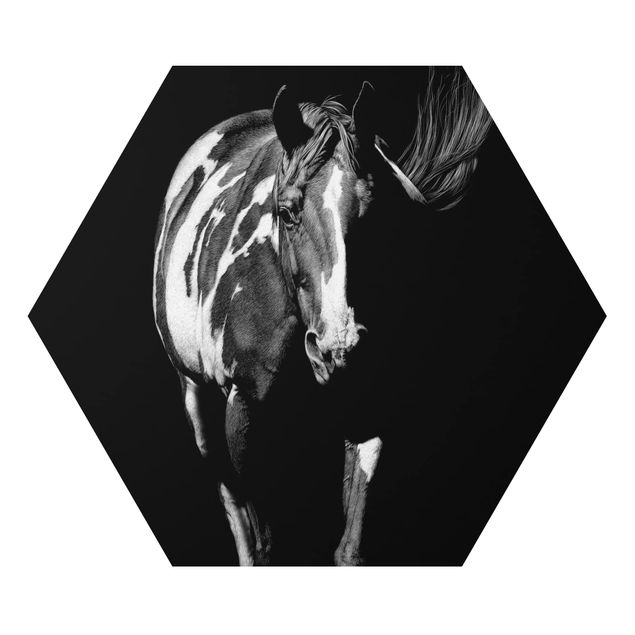 quadros em preto e branco Horse In The Dark