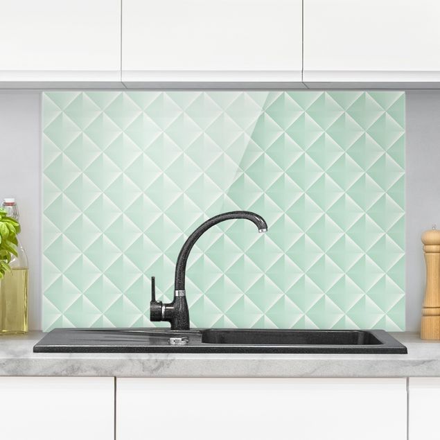 decoraçoes cozinha Geometric 3D Diamond Pattern In Mint