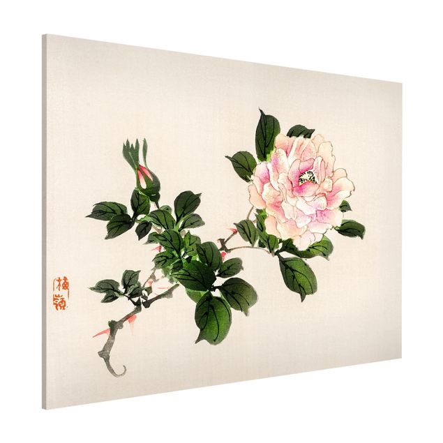 decoraçao para parede de cozinha Asian Vintage Drawing Pink Rose