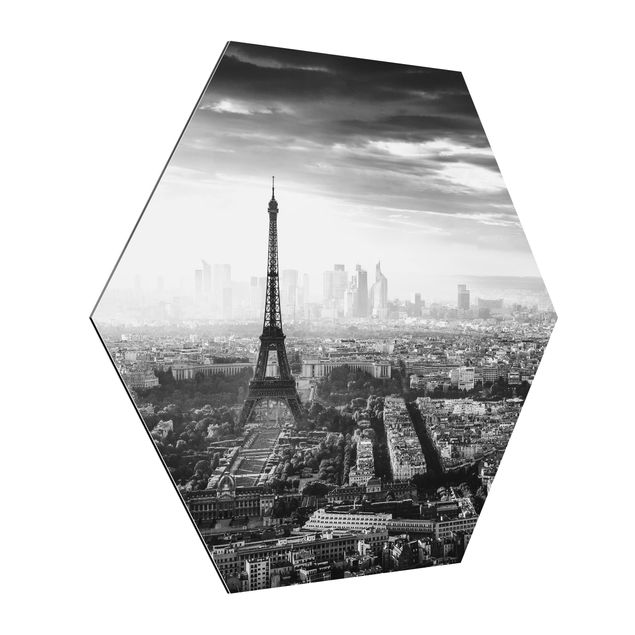 quadros decorativos para sala modernos The Eiffel Tower From Above Black And White