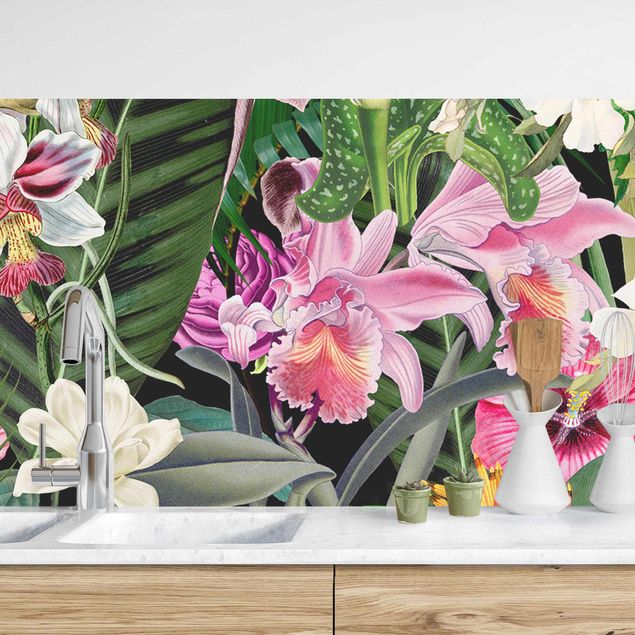 decoraçao cozinha Colourful Tropical Flowers Collage II