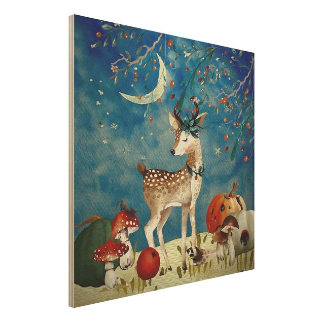 Decoração para quarto infantil Watercolour Deer In Moonlight