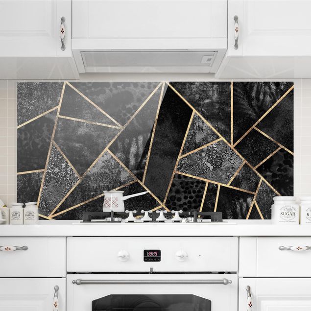 decoraçao para parede de cozinha Gray Triangles Gold