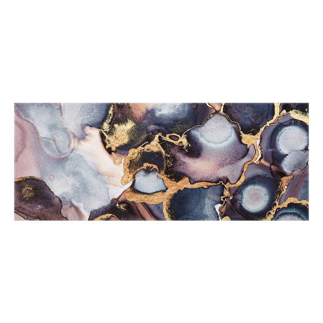 painéis antisalpicos Marble Watercolor With Gold