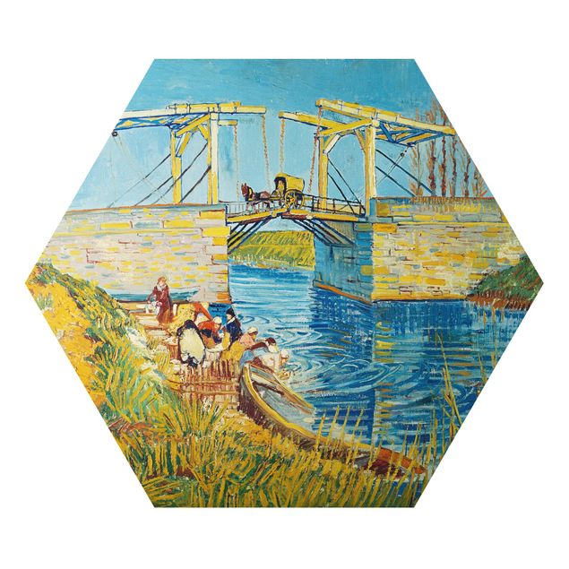 Quadros por movimento artístico Vincent van Gogh - The Drawbridge at Arles with a Group of Washerwomen