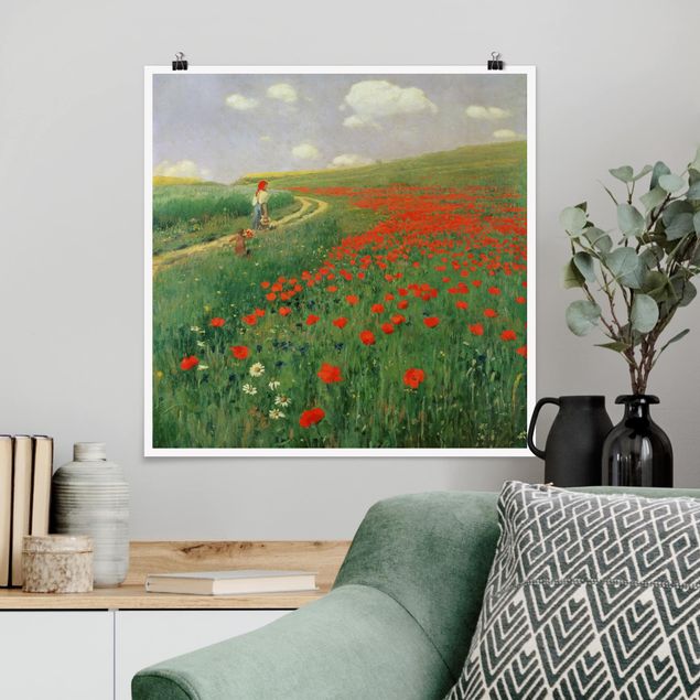decoraçao para parede de cozinha Pál Szinyei-Merse - Summer Landscape With A Blossoming Poppy
