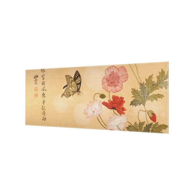 réplicas de quadros famosos Yuanyu Ma - Poppies And Butterflies