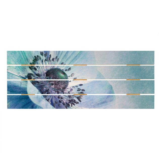 quadro de madeira para parede Flower In Turquoise