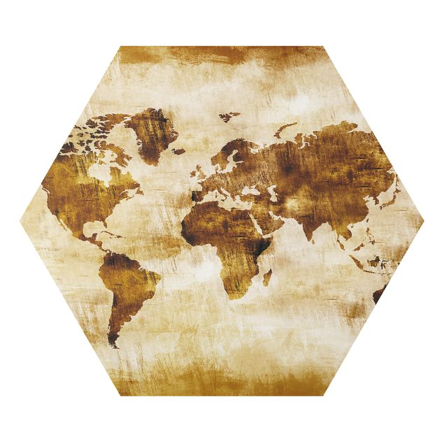 Quadros em marrom No.CG75 Map Of The World