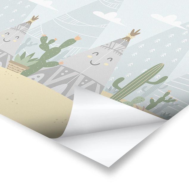 posters decorativos Tepee With Cacti