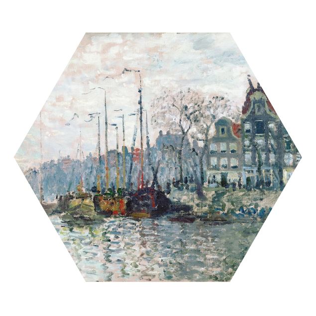 Quadros famosos Claude Monet - View Of The Prins Hendrikkade And The Kromme Waal In Amsterdam