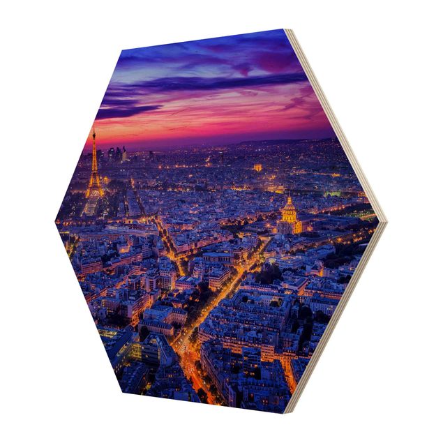 Quadros hexagonais Paris At Night
