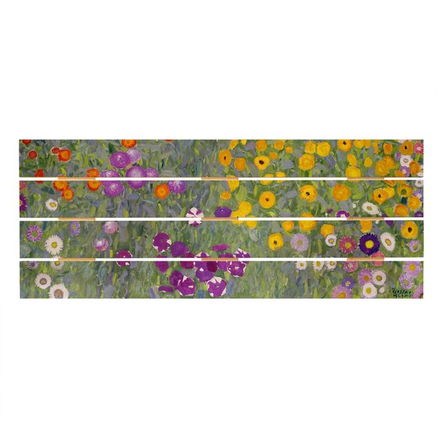 Quadros em madeira flores Gustav Klimt - Cottage Garden