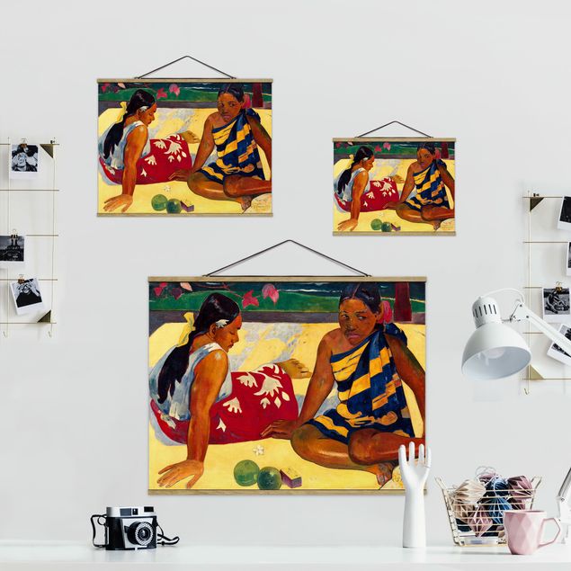 quadros decorativos para sala modernos Paul Gauguin - Parau Api (Two Women Of Tahiti)
