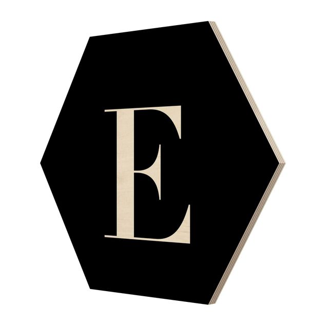 Quadros hexagonais Letter Serif Black E