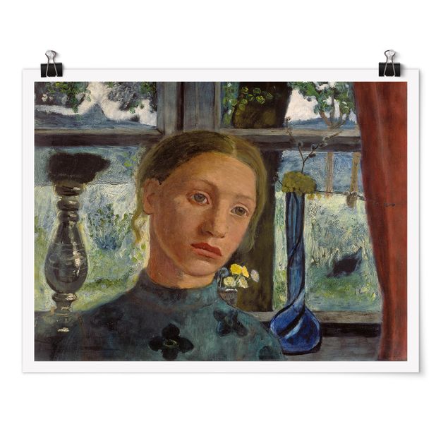 Posters quadros famosos Paula Modersohn-Becker - Girl'S Head In Front Of A Window