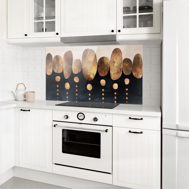 Painel anti-salpicos de cozinha padrões Abstract Golden Stones
