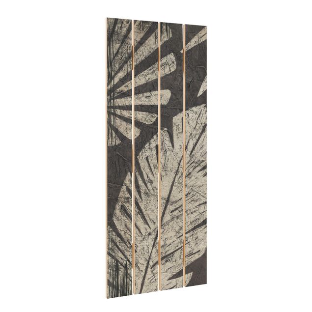 Quadros em madeira Palm Leaves Dark Grey Backdrop
