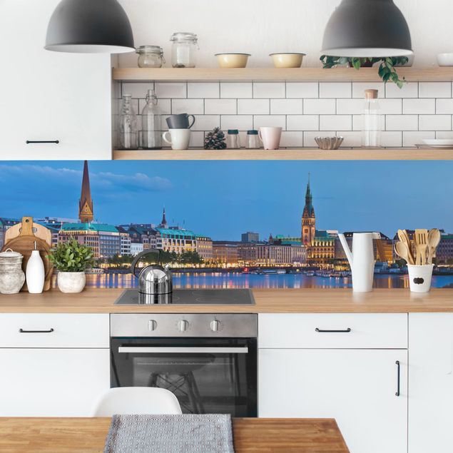 Backsplash de cozinha cidades e paisagens urbanas Hamburg Skyline