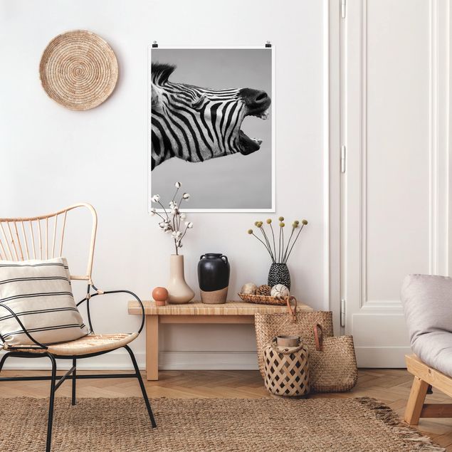Posters em preto e branco Roaring Zebra ll
