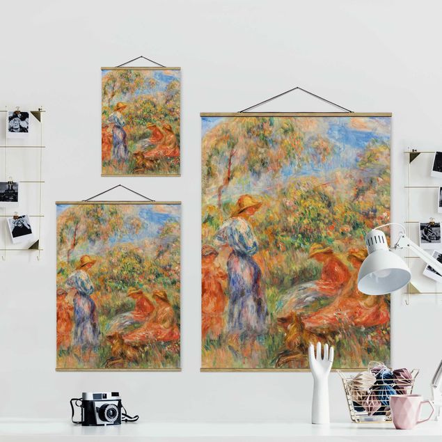 quadros decorativos para sala modernos Auguste Renoir - Three Women and Child in a Landscape
