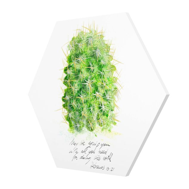 quadros decorativos verde Cactus With Bibel Verse I