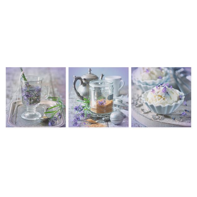 Telas decorativas temperos e ervas aromáticas Lavender Set Vintage