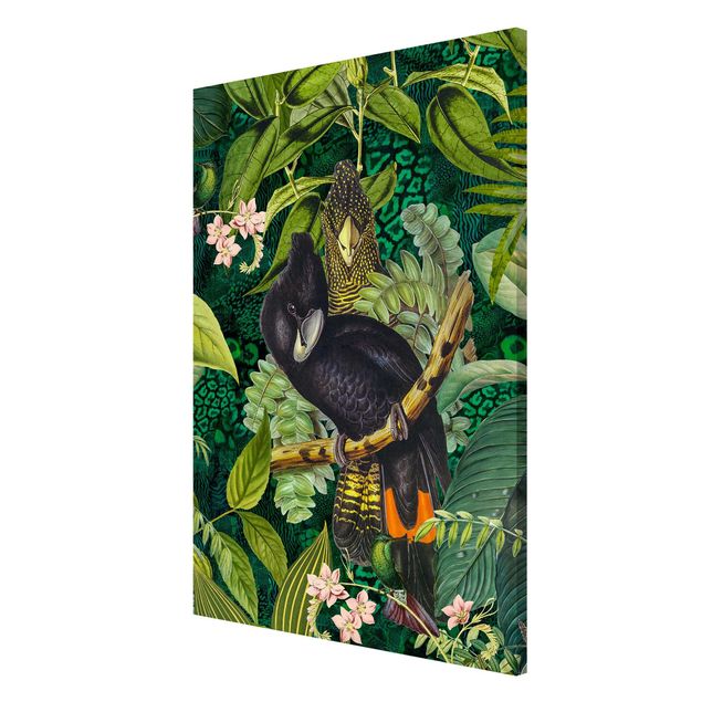 Quadros magnéticos flores Colourful Collage - Cockatoos In The Jungle