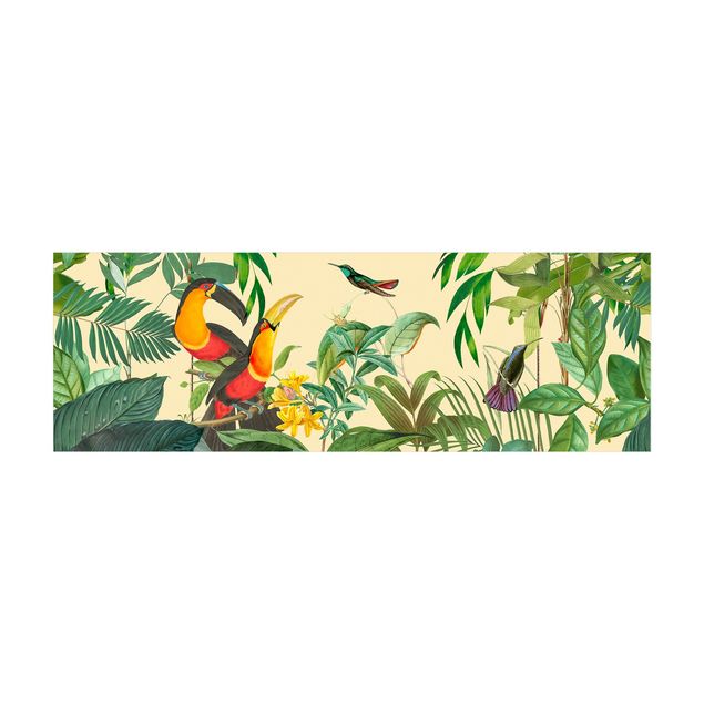 Tapetes selva Vintage Collage - Birds in the Jungle