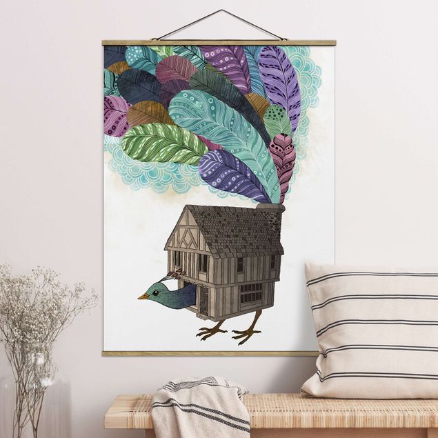 decoraçoes cozinha Illustration Birdhouse With Feathers