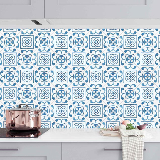 decoraçao para parede de cozinha Watercolour Tiles - Lagos